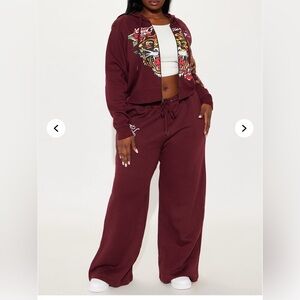 Women's Burgundy ED Hardy Sweatsuit